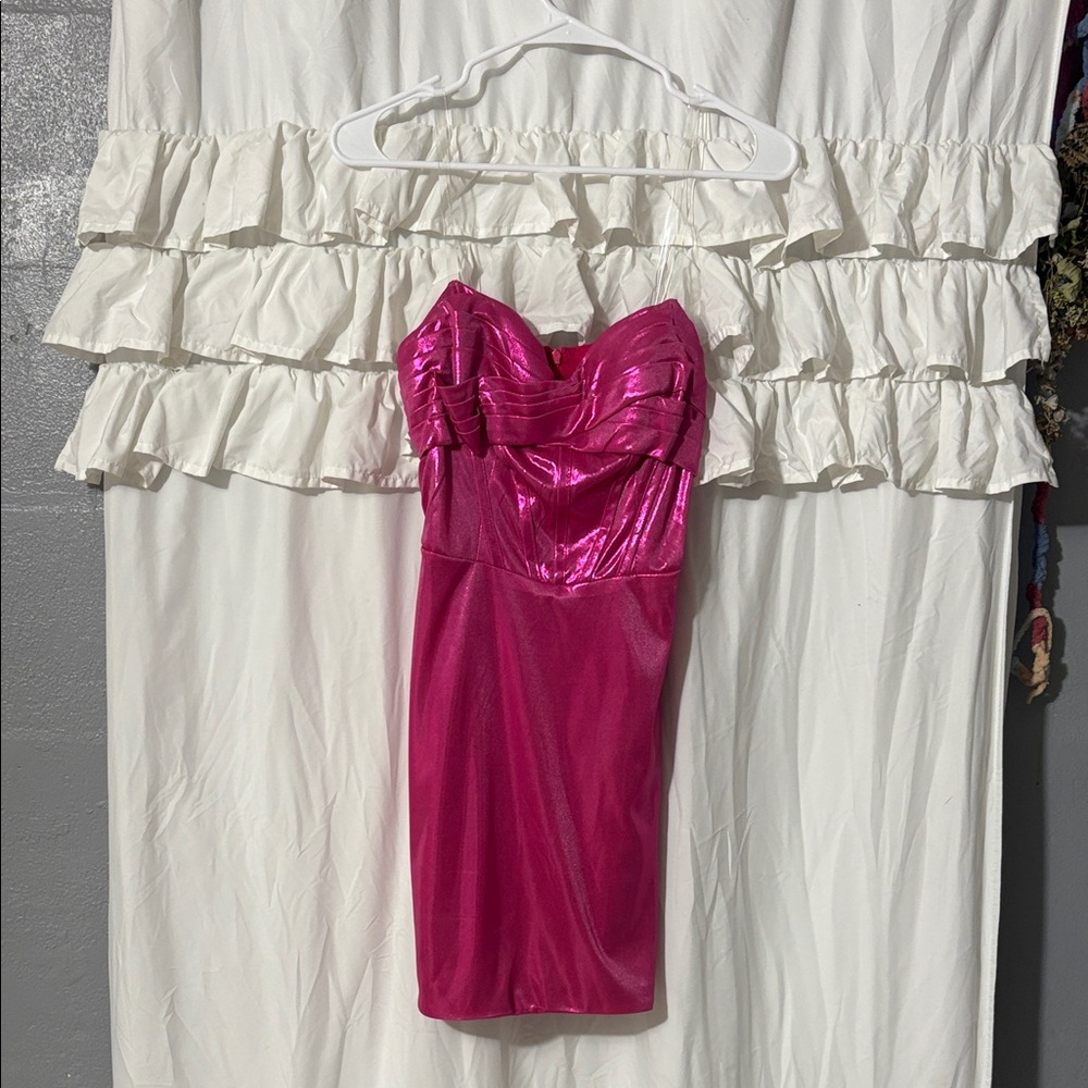 Shimmering Fuchsia Strapless Top